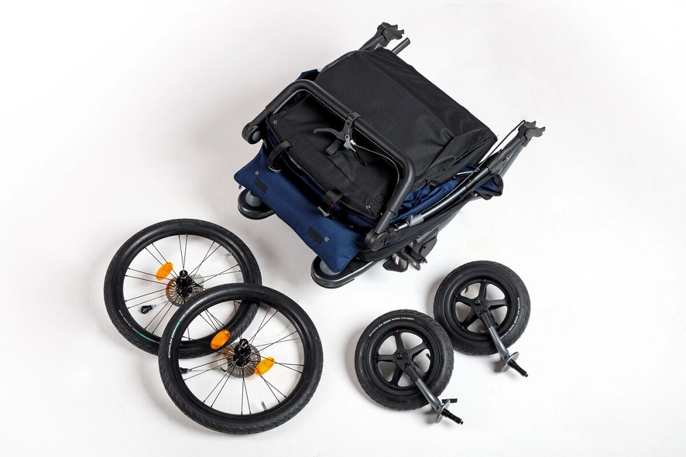 TFK Trends For Kids TFK Velo + Deichsel, Fahrradanhänger-Zwillingskinderwagen, Marine-schwarz 10 TFK Trends For Kids TFK Velo + Deichsel, Fahrradanhänger-Zwillingskinderwagen, Marine-schwarz – Bild 10